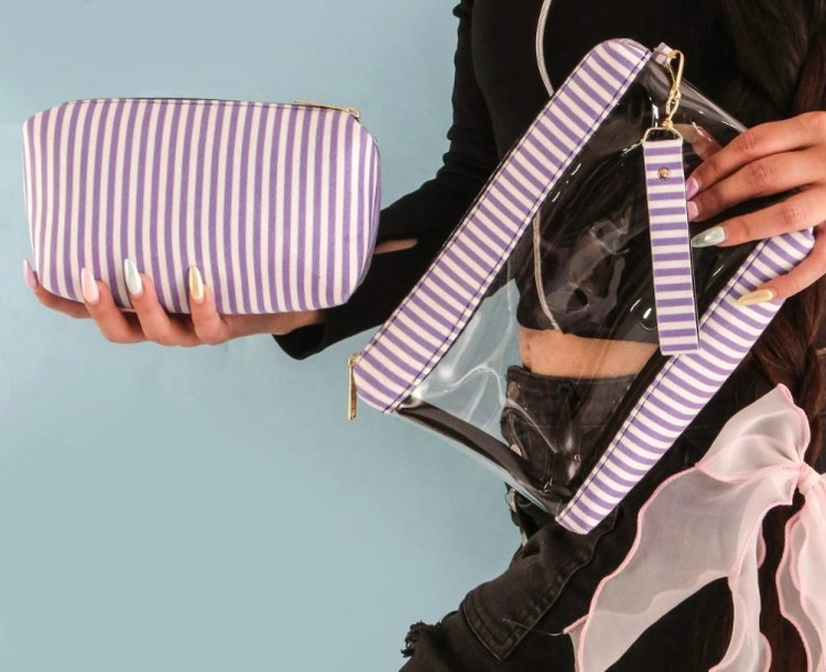 کیف آرایش دوتکه طلقی راه راه