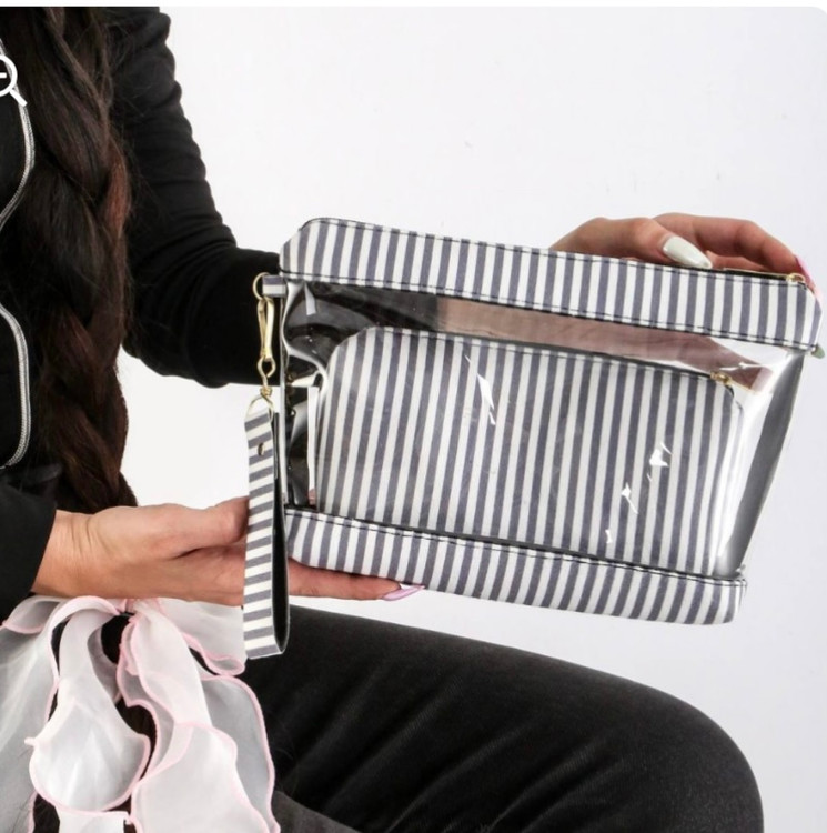 کیف آرایش دوتکه راه راه